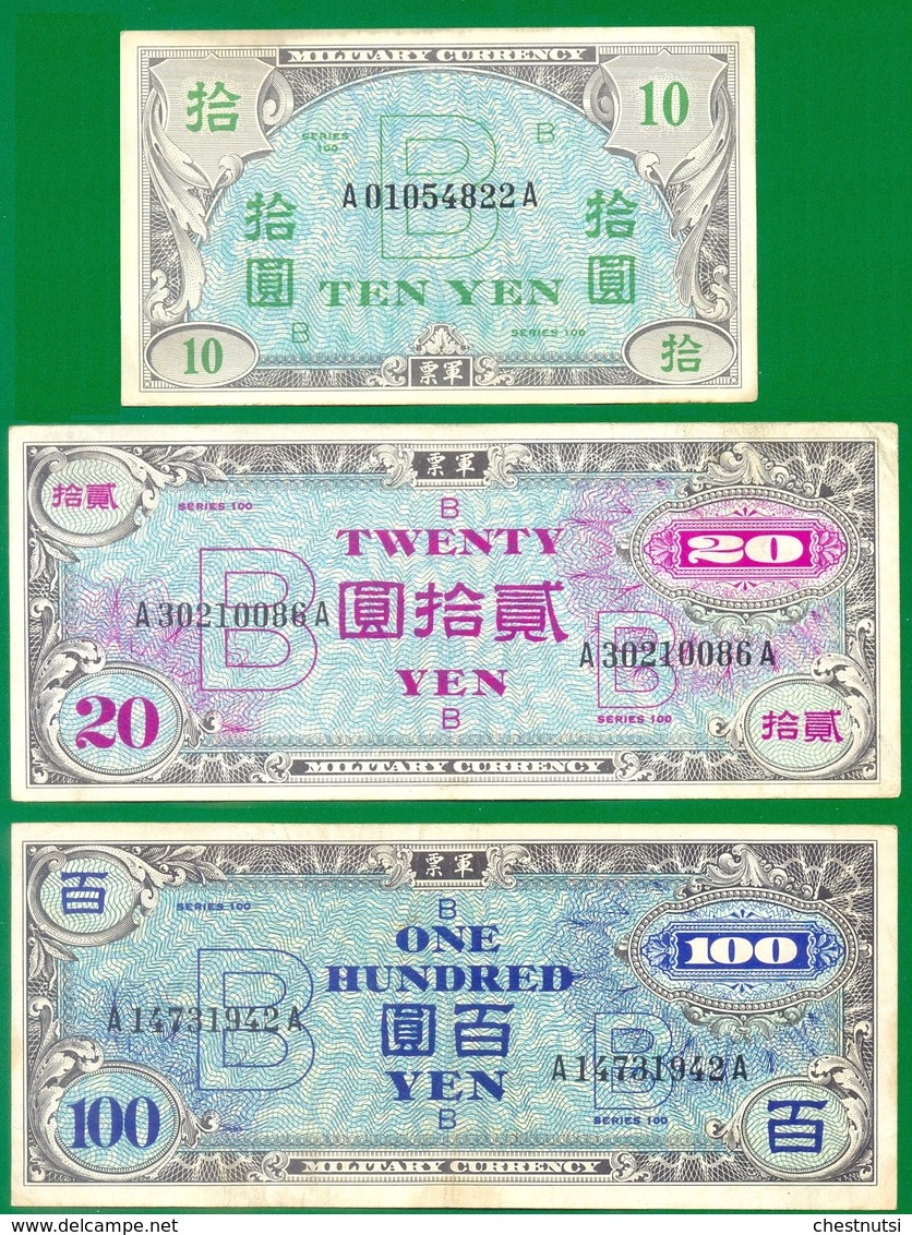 Japan MILITARY CURRENCY - WWII 10 Sen - 100 Yen "B" In Underprint P63-75 - Japon