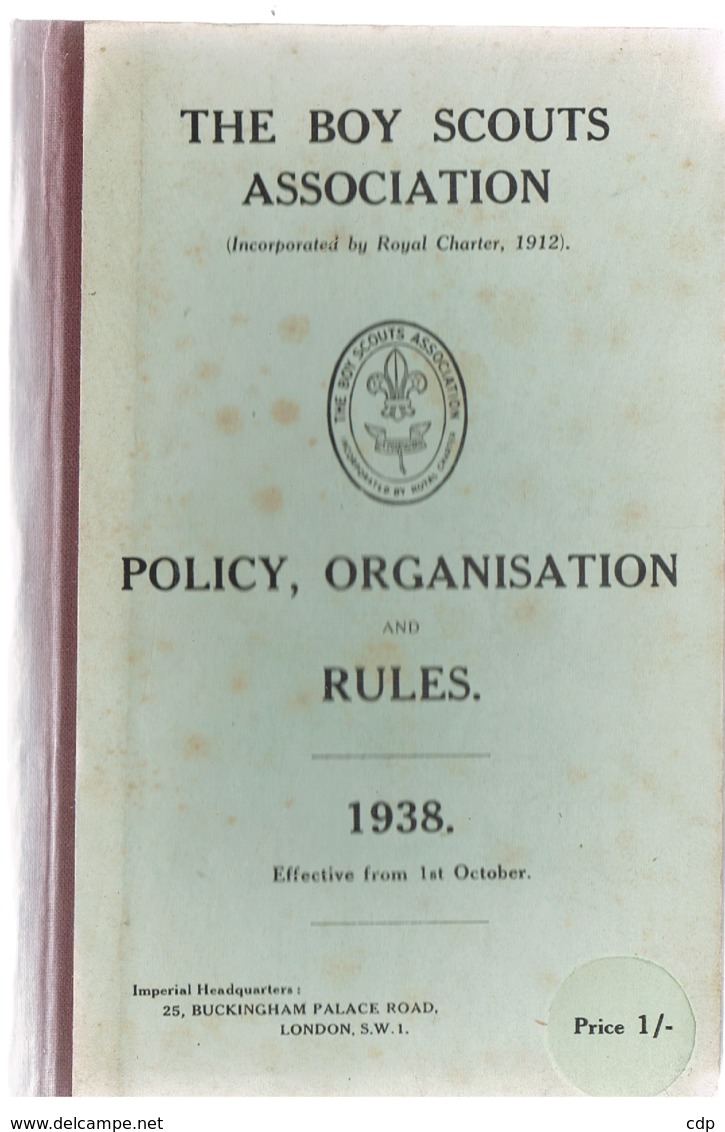 Scoutisme London  1938  Policy, Organisation And Rules - Padvinderij