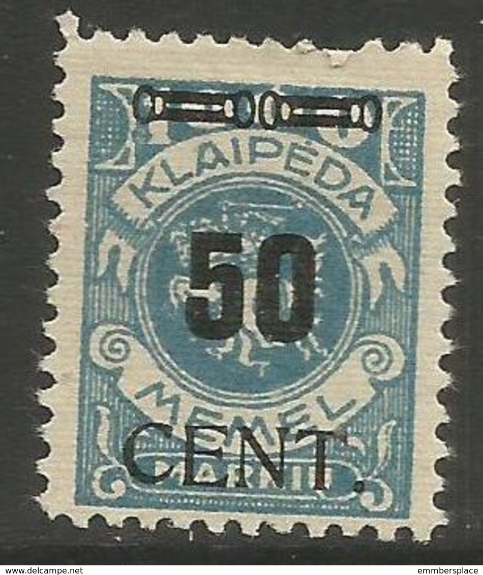 Klaipeda (Memel) - 1923 Arms Overprint 50c/1000m MH *    Mi 191 - Nuovi