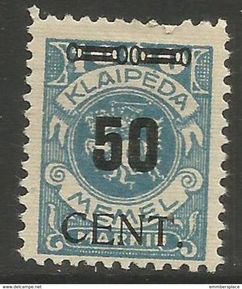 Klaipeda (Memel) - 1923 Arms Overprint 50c/1000m MH *    Mi 191 - Unused Stamps