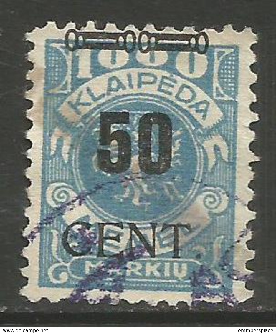 Klaipeda (Memel) - 1923 Arms Overprint 50c/1000m Used    Mi 191 - Oblitérés