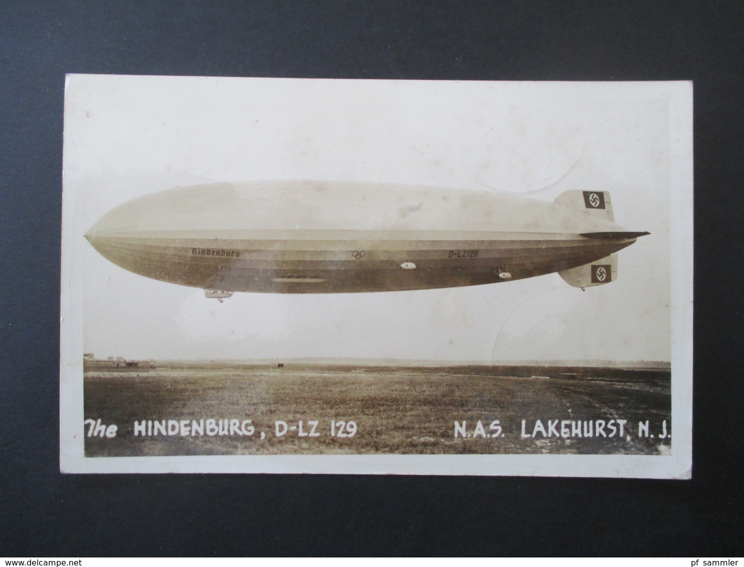 Echtfoto 1936 AK The Hindenburg D-LZ 129 N.A.S. Lakehurst N.J. Mit Stempel Flug Und Luftschiffhafen Rhein-Main Frankfurt - Zeppeline