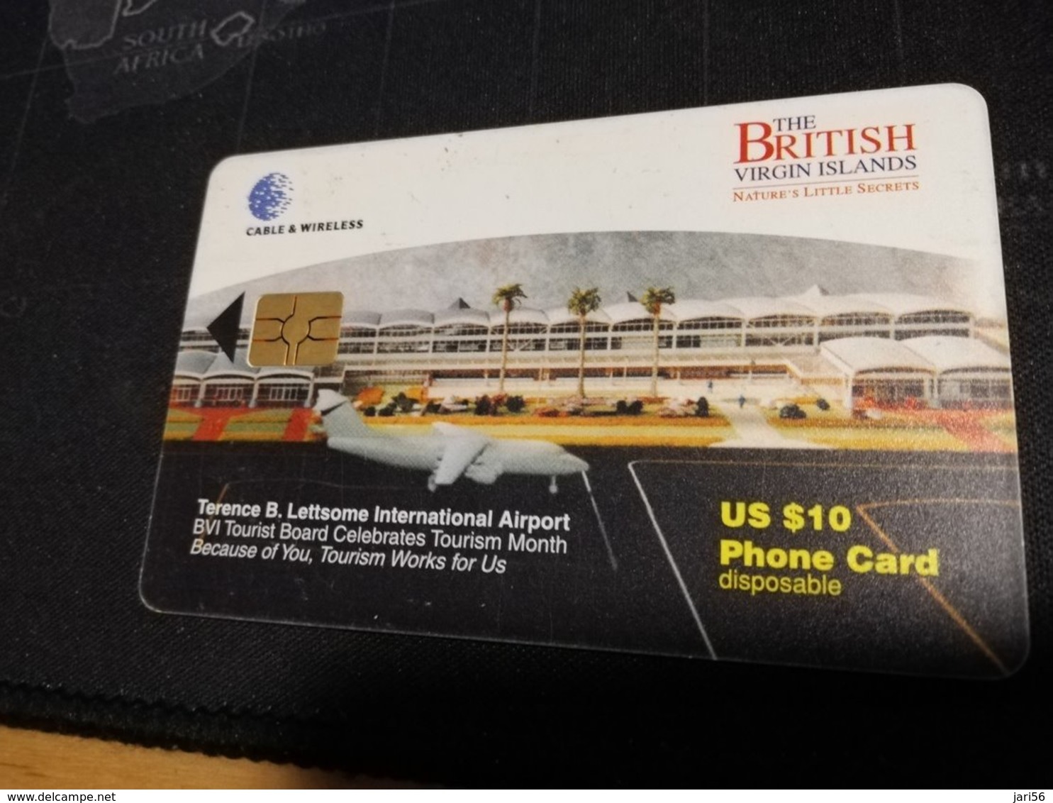 BRITSCH VIRGIN ISLANDS  US $ 10 ,--  CHIP CARD  Terence B Lettsome International Airport **521** - Isole Vergini