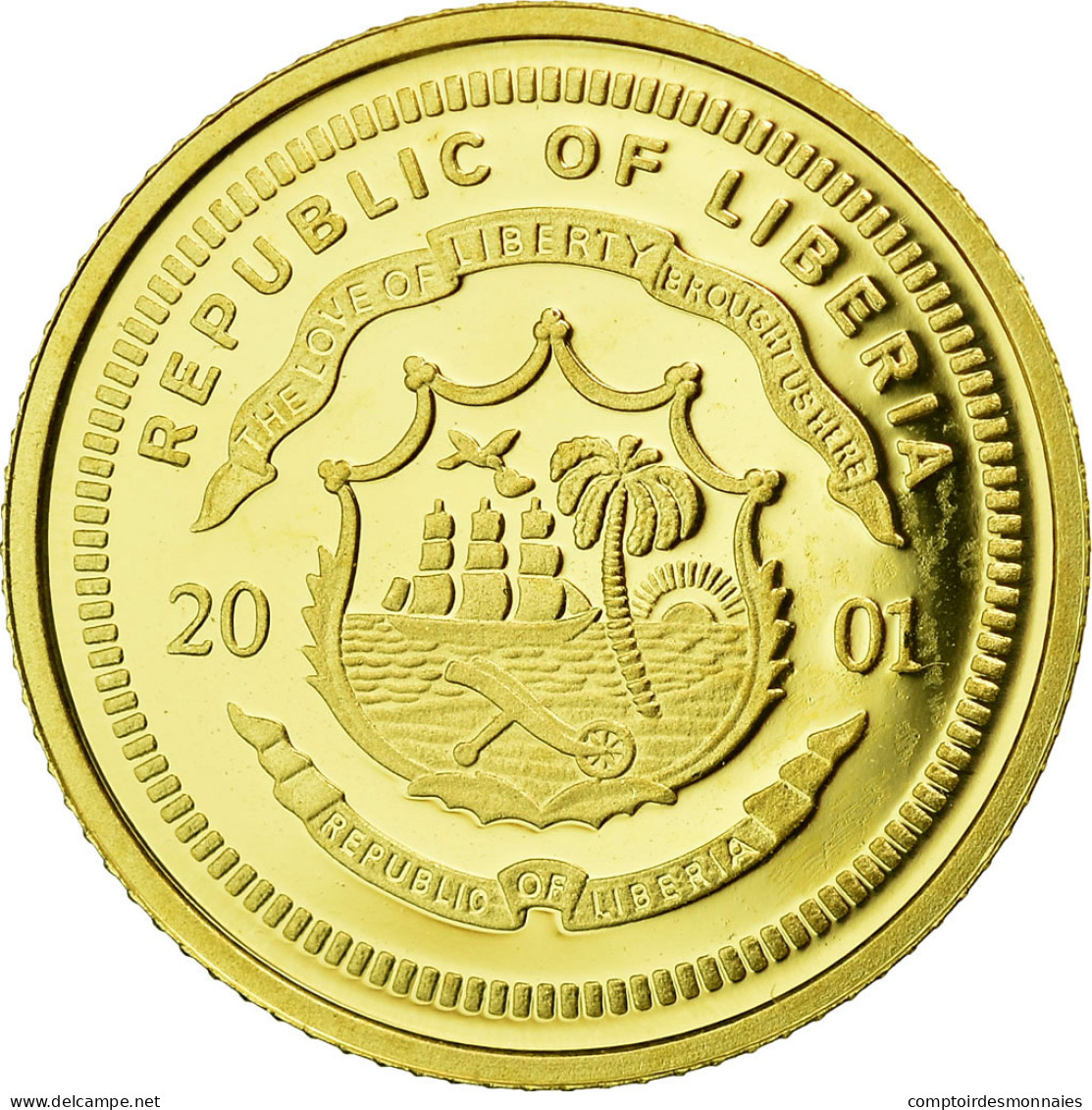 Monnaie, Liberia, Galileo Galilei, 25 Dollars, 2001, FDC, Or - Liberia