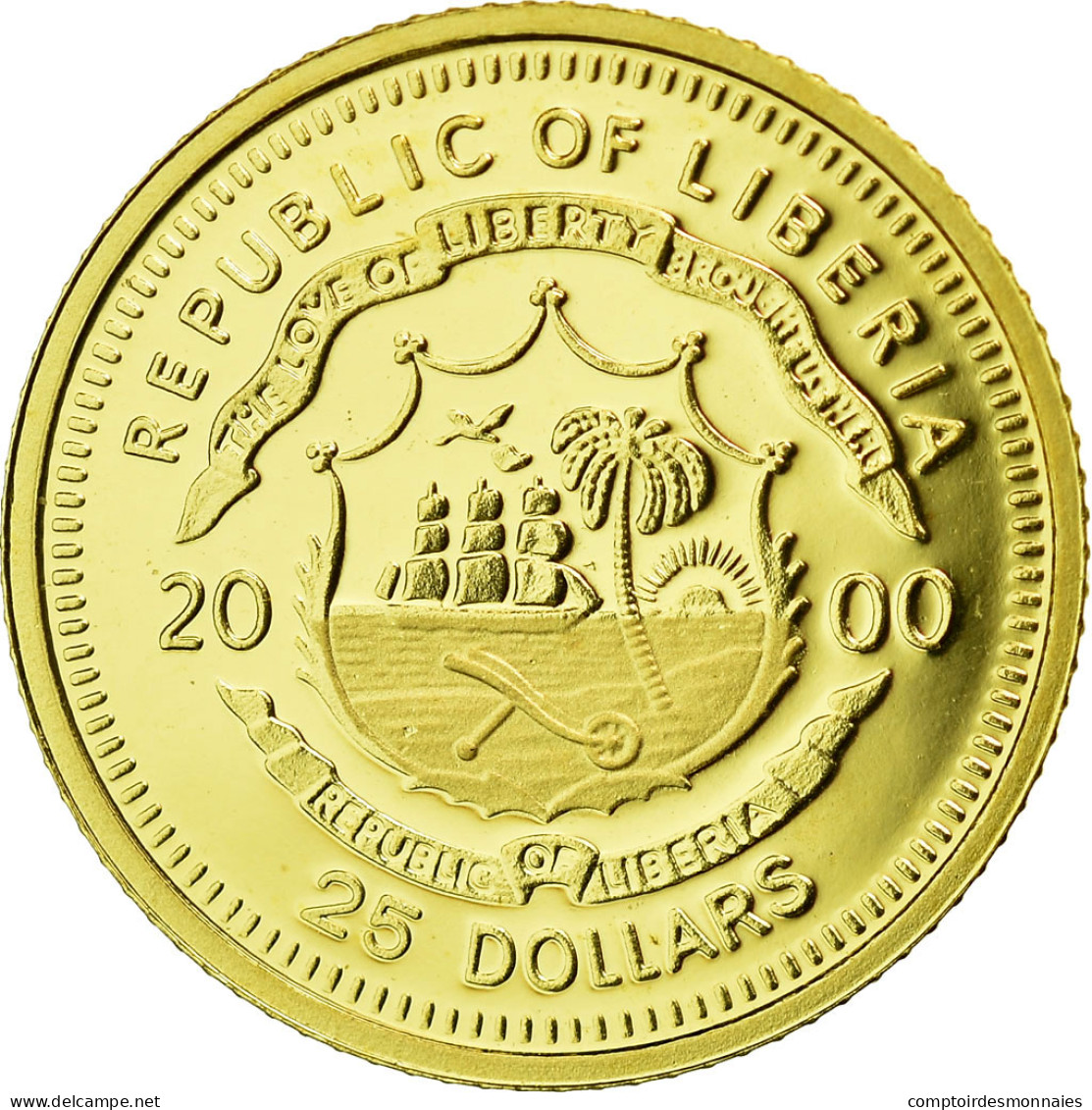 Monnaie, Liberia, Toutankhamon, 25 Dollars, 2000, American Mint, FDC, Or, KM:627 - Liberia