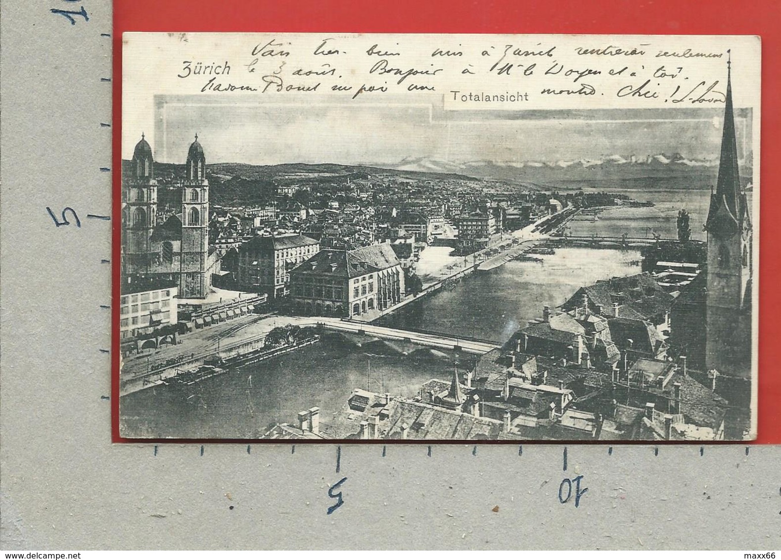 CARTOLINA VG SVIZZERA - ZURICH - Totalansicht - 9 X 14 - 1904 - Zürich