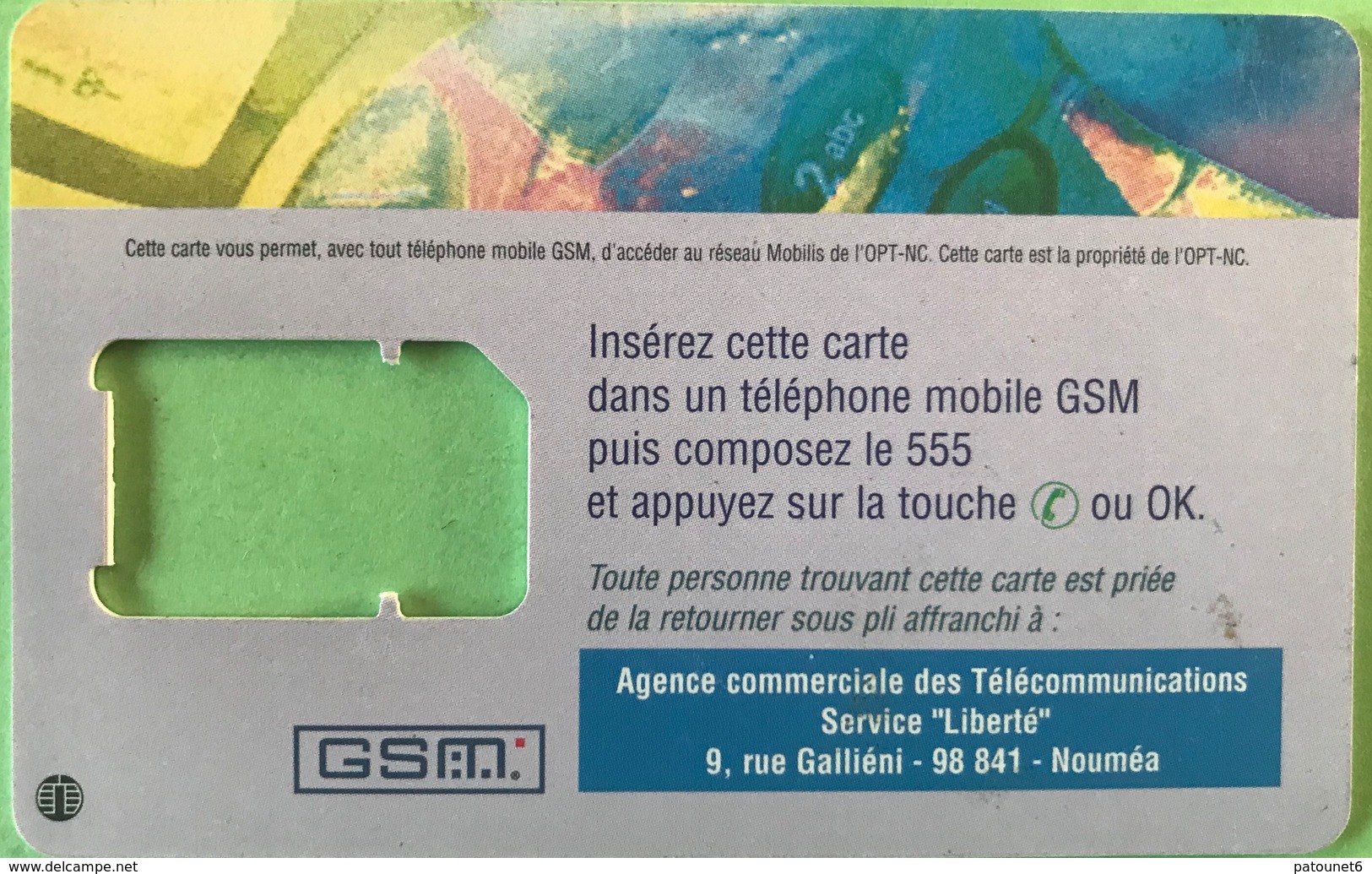 NOUVELLE CALEDONIE - Carte SIM  - LIBERTE OPT  -  Coque Sans Puce - Nuova Caledonia