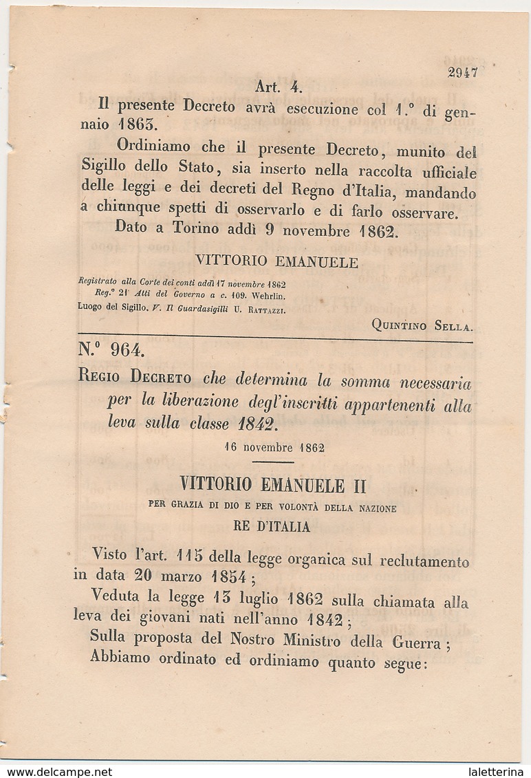 1862  LEGGE SUL BOLLO DELLE CARTE DA GIOCO CON LE FORME DEI BOLLI - Ohne Zuordnung