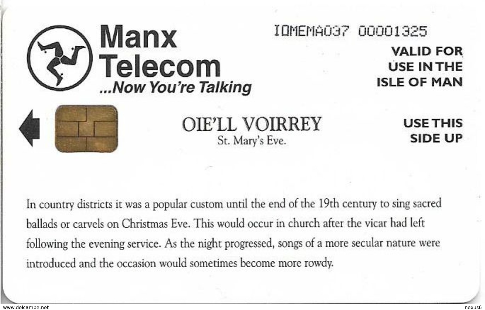Isle Of Man - Chip - Oie'll Voirrey, St. Mary's Eve, 21U, 1999, 6.000ex, Used - Man (Isle Of)
