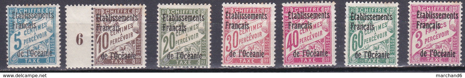 Océanie Timbres Taxe France De 1893 Surchargés N°1/6-9 Neuf* Charnière - Segnatasse