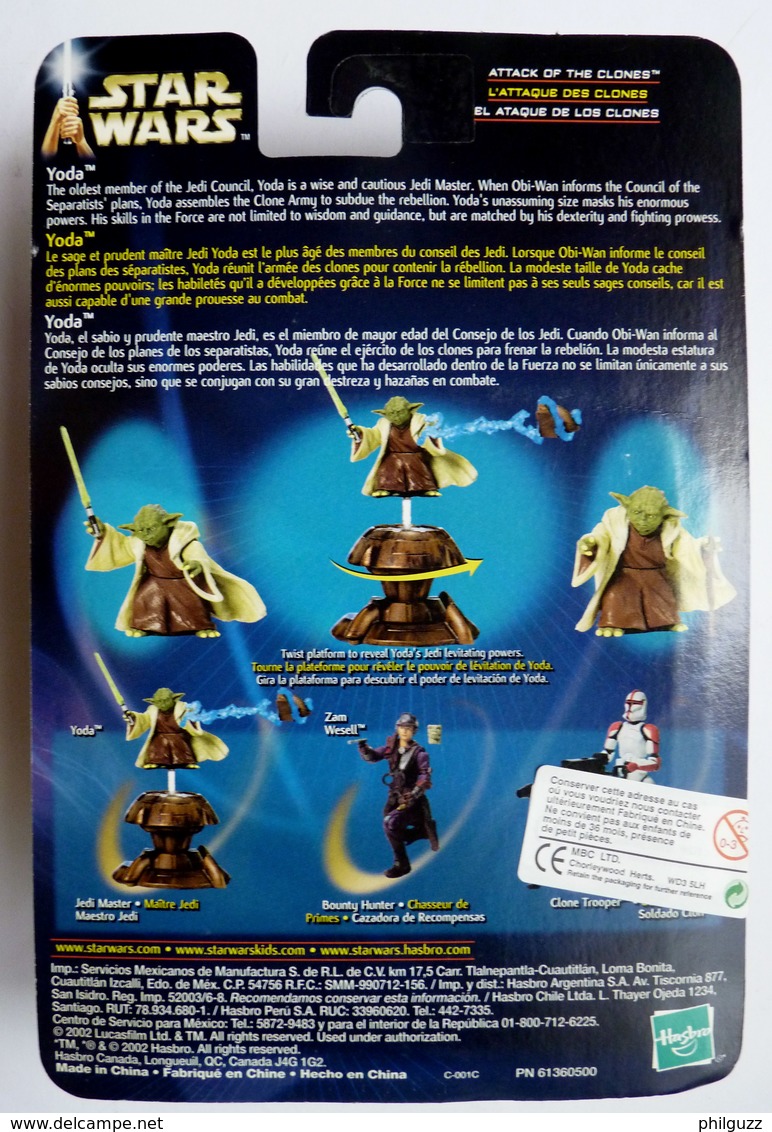 STAR WARS 2002 BLISTER ATTACK OF THE CLONE FIGURINE  YODA Jedi Master Blister EU - Episode II