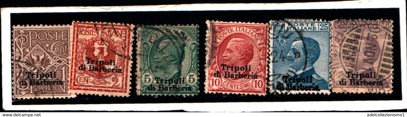 93576) ITALIA-Emissioni Ordinarie Soprastampate Tripoli Di Barberia - Dicembre 1909 - 6 VALORI -  USATI - Unclassified