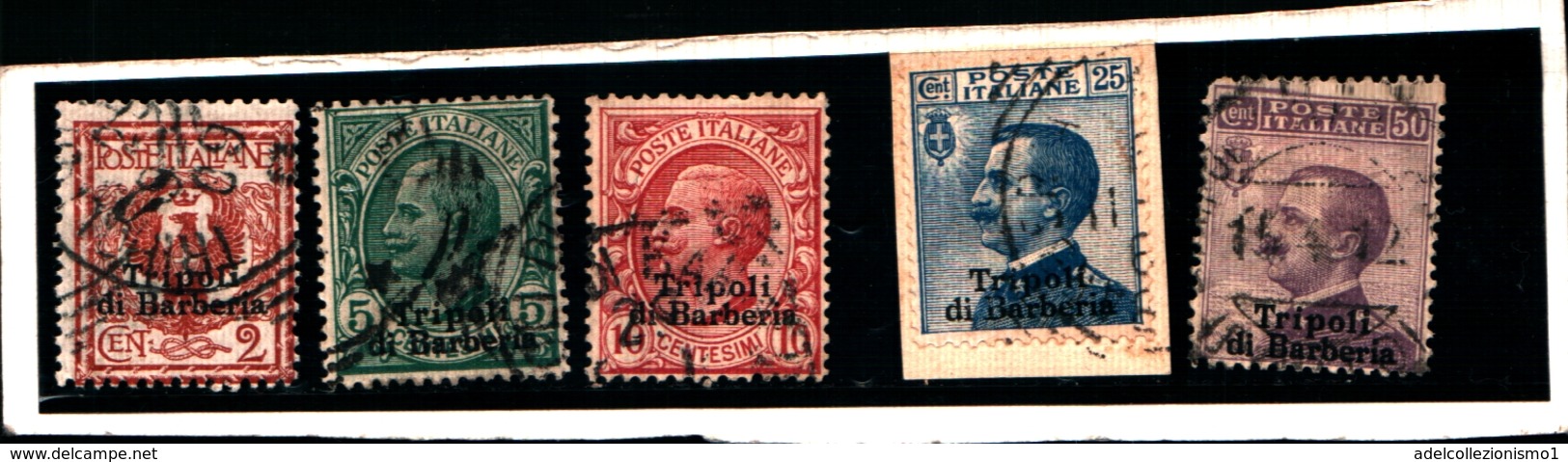 93577) ITALIA-Emissioni Ordinarie Soprastampate Tripoli Di Barberia - Dicembre 1909 - 5 VALORI -  USATI - Zonder Classificatie