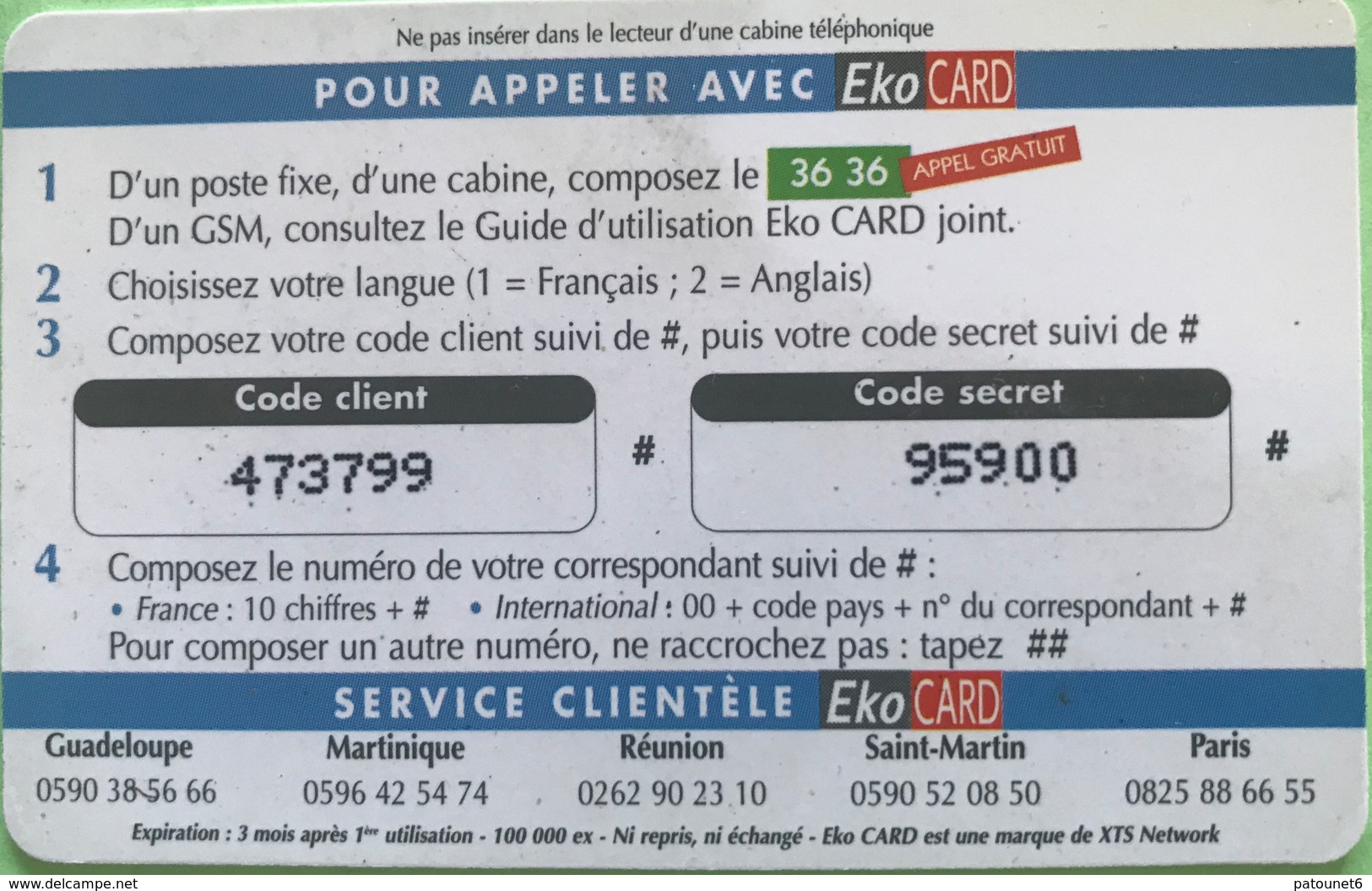 ANTILLES FRANCAISES - Prepaid  - EkoCARD - 50 F - Antilles (Françaises)