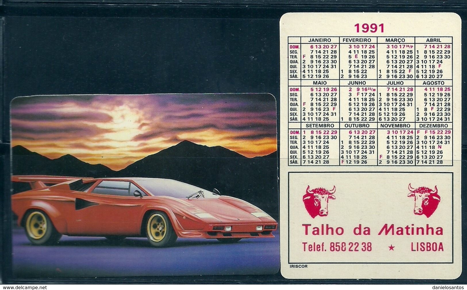 1991 Pocket Poche Calendar Calandrier Calendario Portugal Carros Armazéns Da Matinha - Small : 1991-00