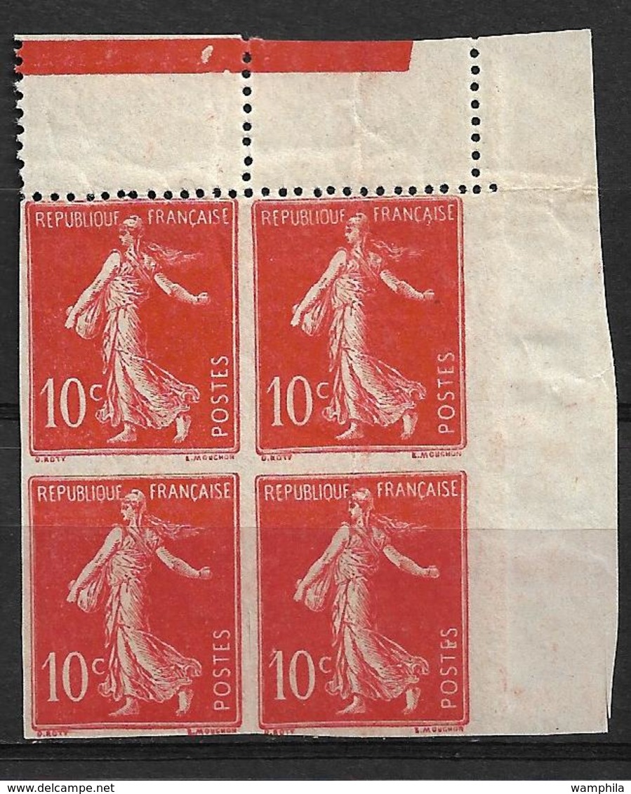 France N°135e** Un Bloc De 4 Non Dentelé Accidentel Cote +1540€ RARE. - Unused Stamps