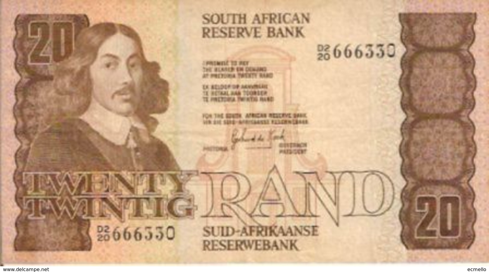 SOUTH AFRICA P121C 20 RAND 1990'S VF - Afrique Du Sud