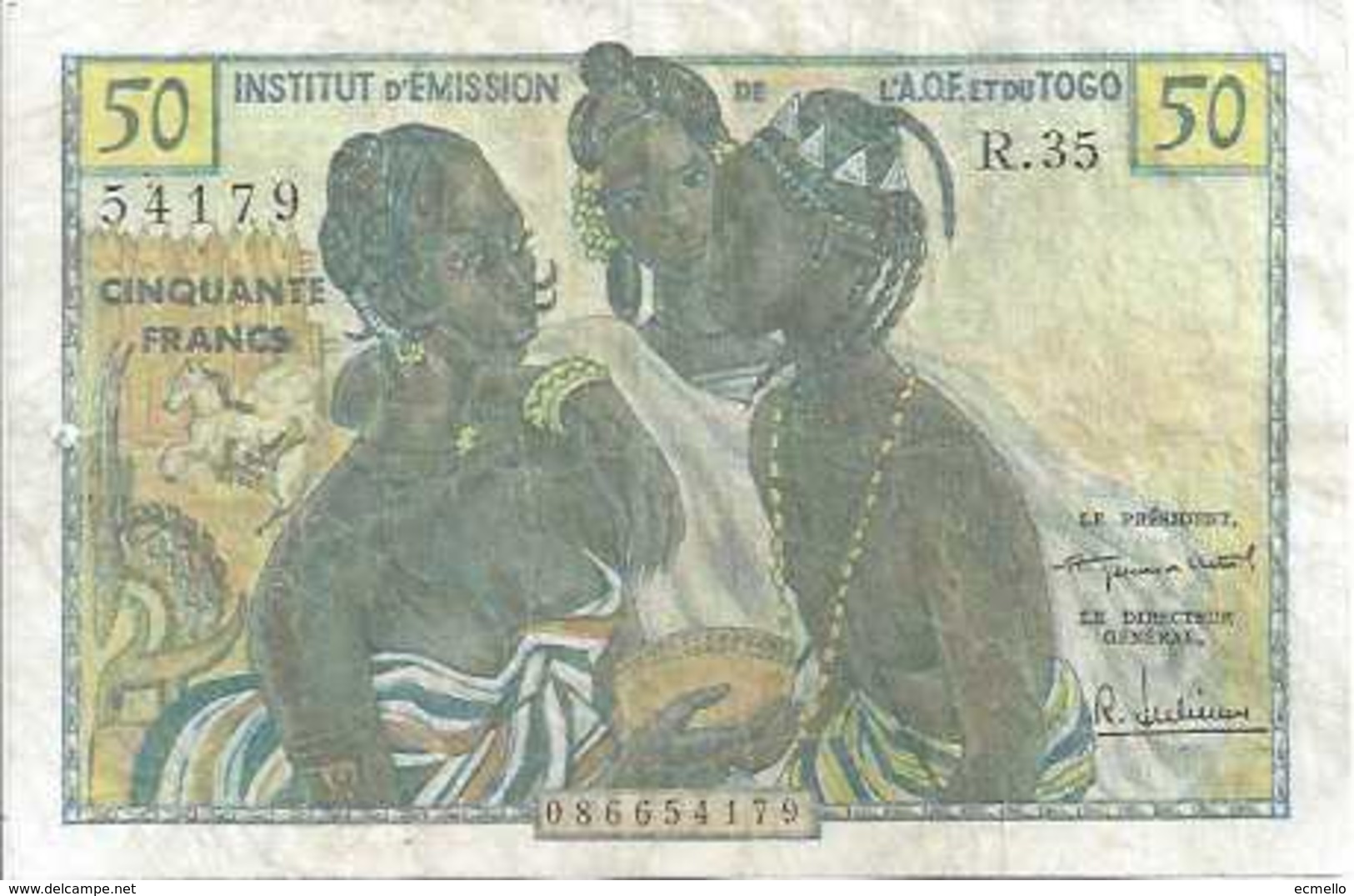 FRENCH WEST AFRICA P45 50 FRANCOS 1956 FINE - Autres - Afrique