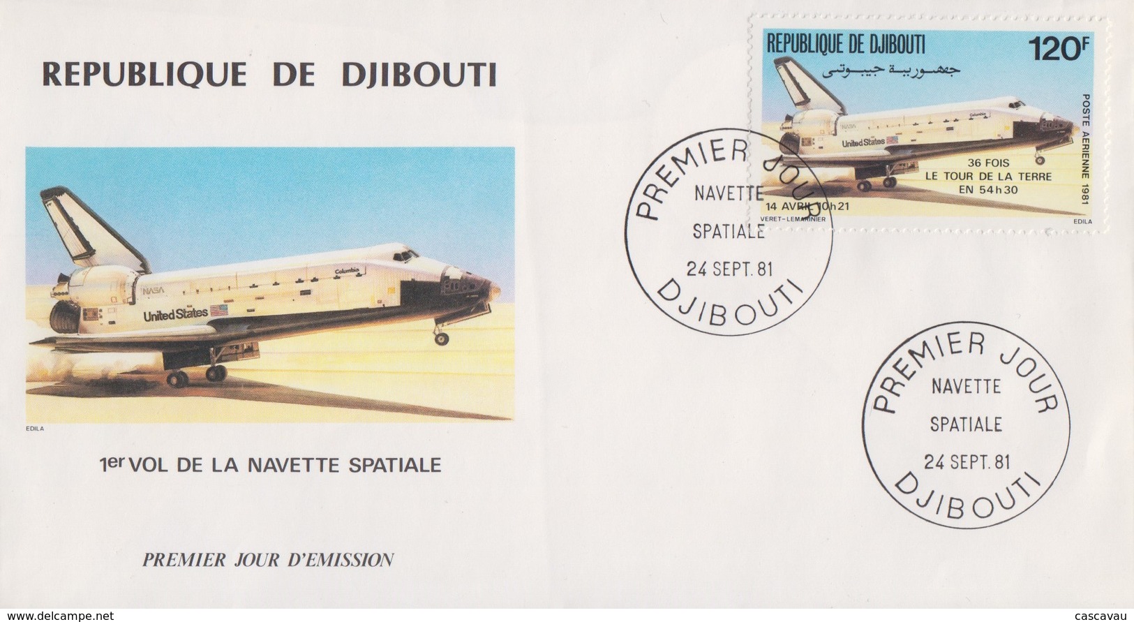 Enveloppe  FDC  1er  Jour    REPUBLIQUE   De   DJIBOUTI    1er  Vol  De  La  Navette  Spatiale   1981 - Djibouti (1977-...)