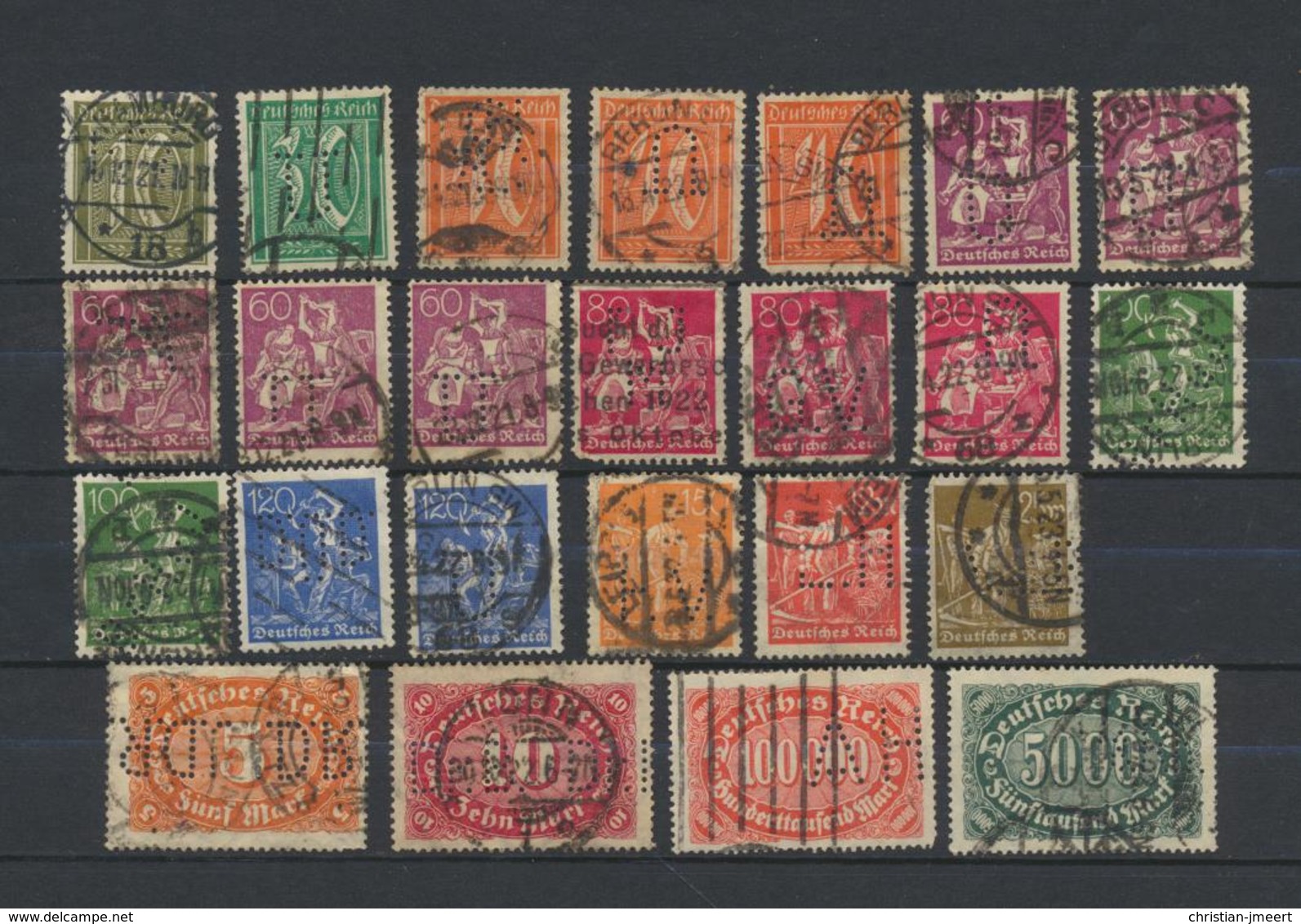 Perforés   Perfins   Reich  - firmenlochung  -lot important de 173 timbres - voir explications