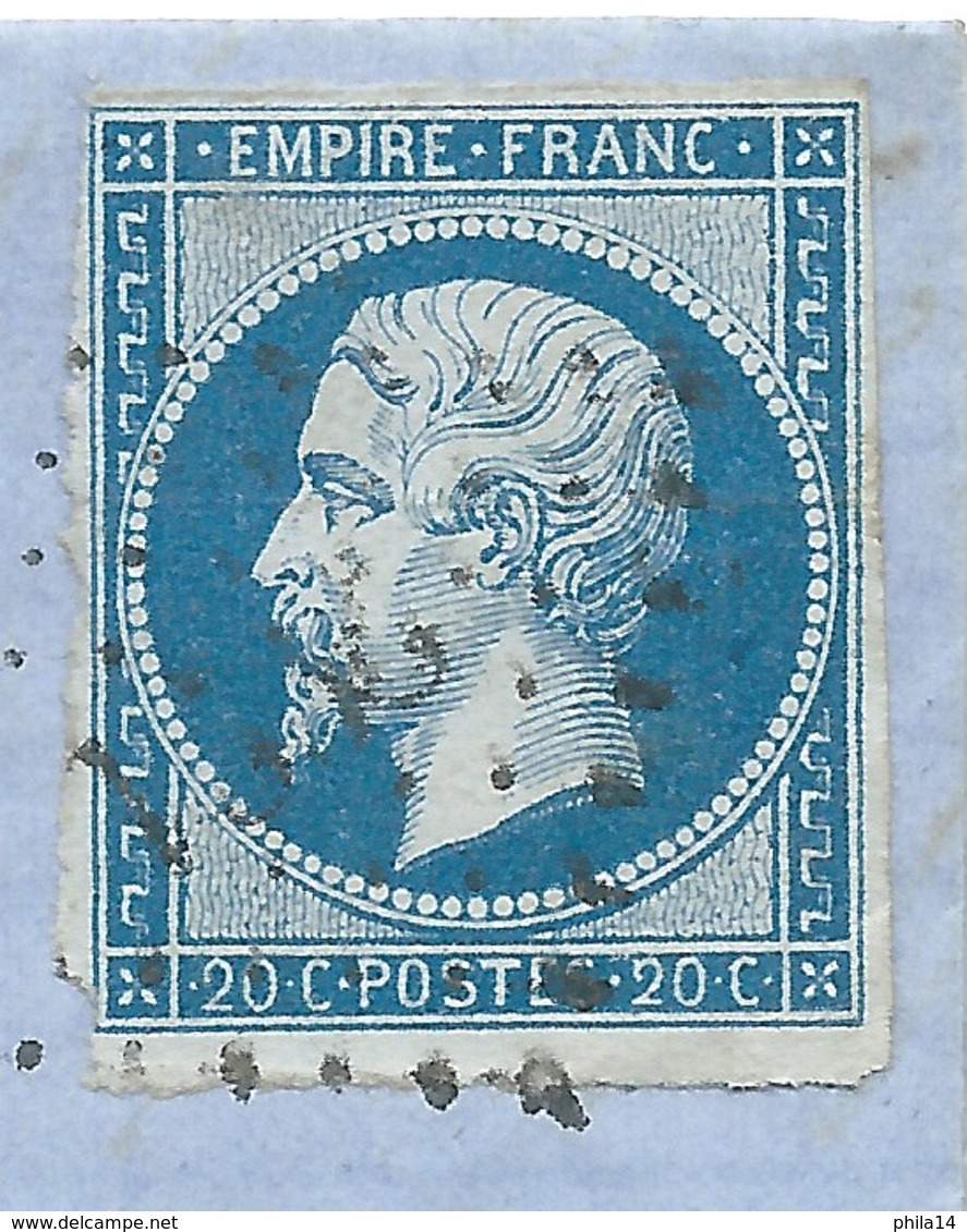 N° 14 BLEU NAPOLEON SUR LETTRE / SOMMIERES GARD POUR ST AFFRIQUE / 25 JANV 1862 - 1849-1876: Période Classique