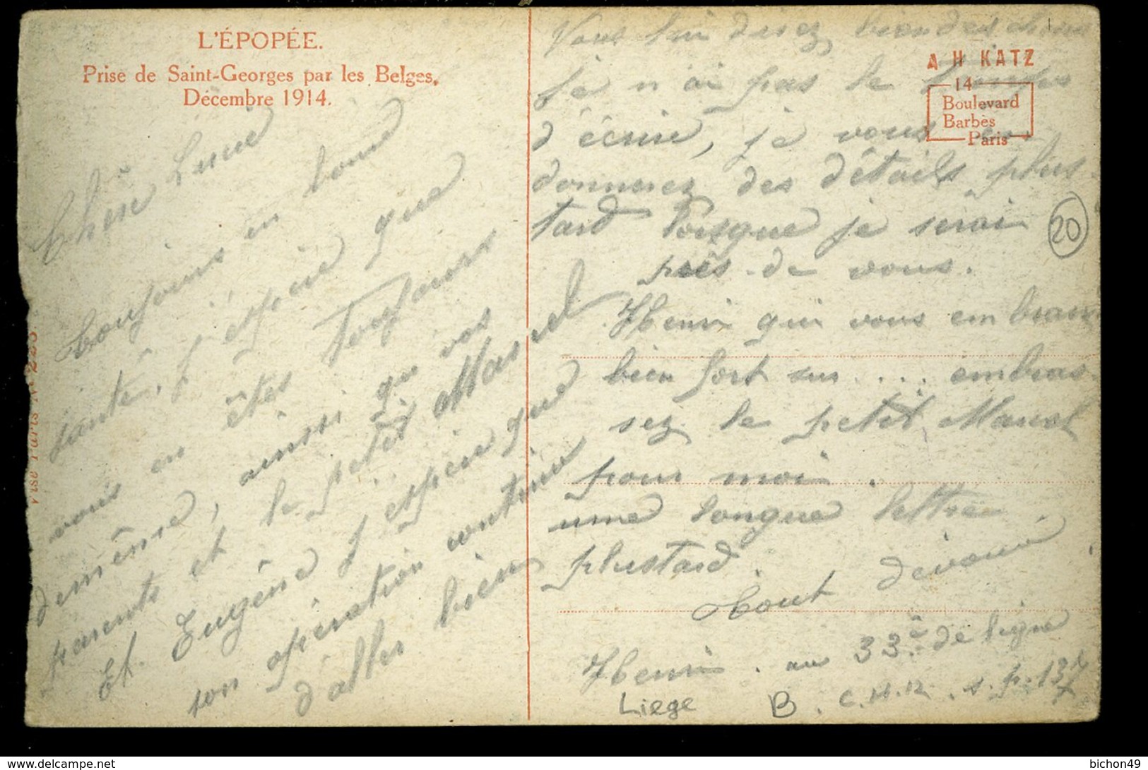 Prise De Saint Georges Par Les Belges Décembre 1914 L'épopée Carte Pliée    Gevouwen Kaart - Saint-Georges-sur-Meuse