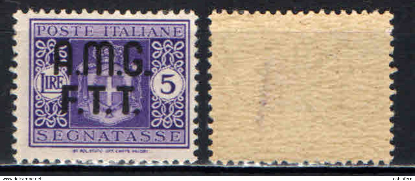 TRIESTE - AMGFTT - 1947 - SEGNATASSE DEL REGNO CON SOVRASTAMPA SU DUE RIGHE - VALORE DA 5 LIRE - MNH - Steuermarken