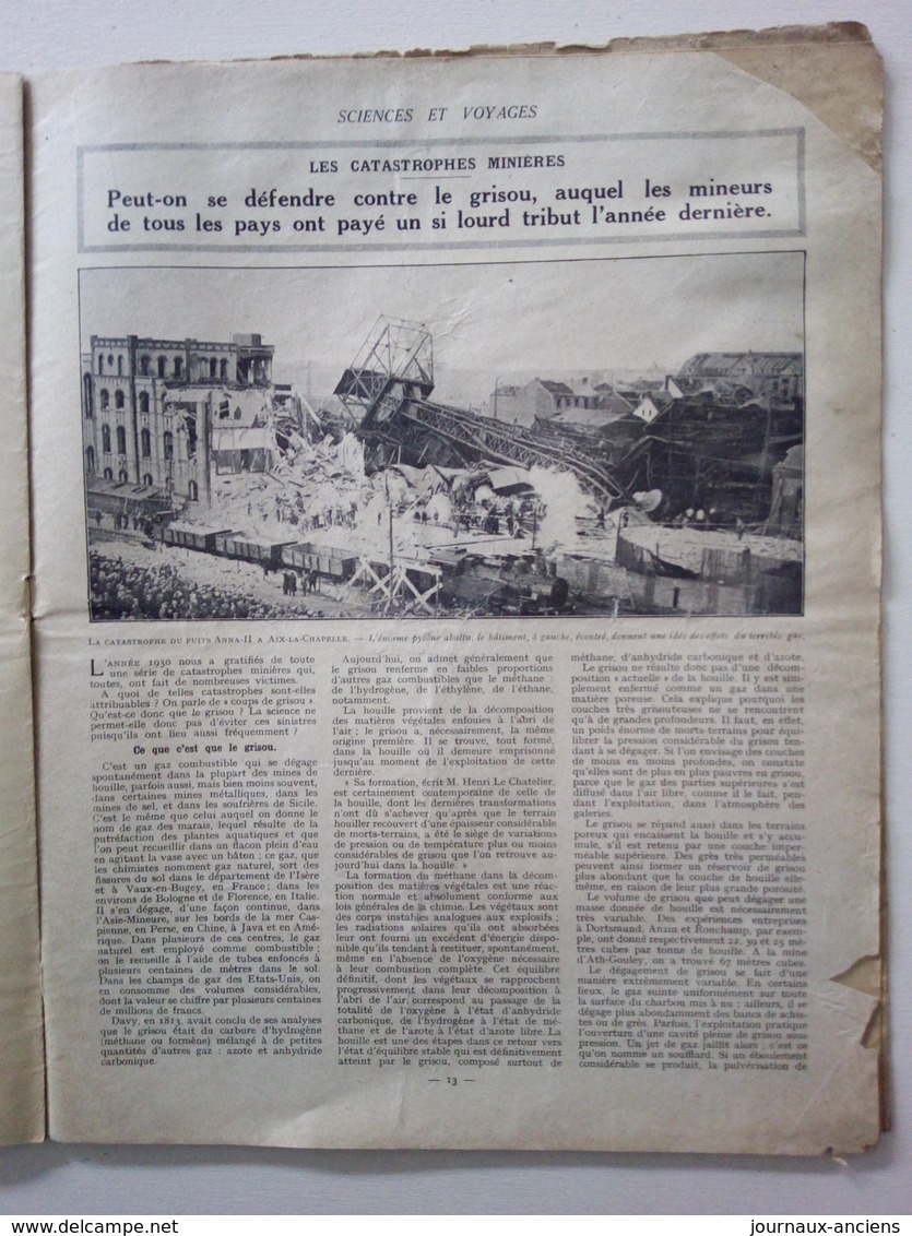 1931 LE PEUPLE ERRANT TSIGANES - HOLLANDES LES OEUFS - JAPON MONUMENTS RELIGIEUX - CATASTROPHES MINIERES AIX LA CHAPELLE