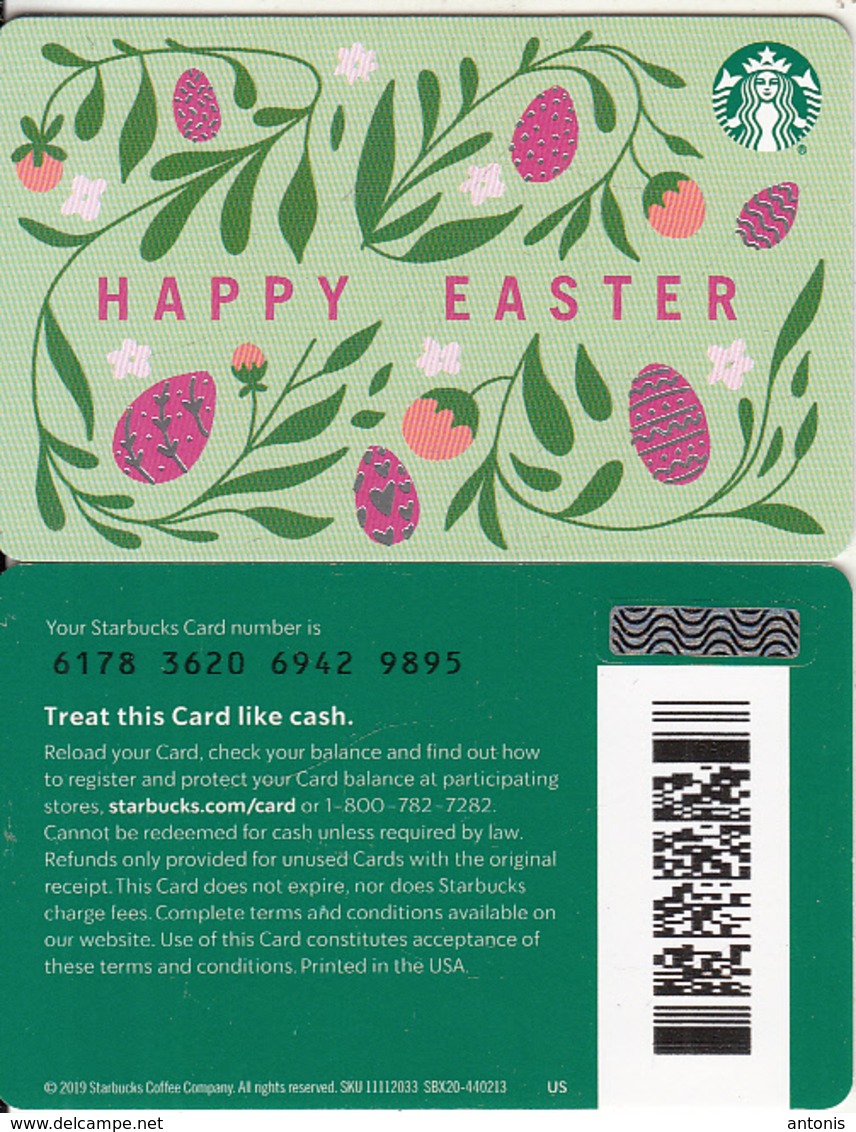 USA - Happy Easter, Starbucks Card(reverse 2), CN : 6178, Unused - Cartes Cadeaux