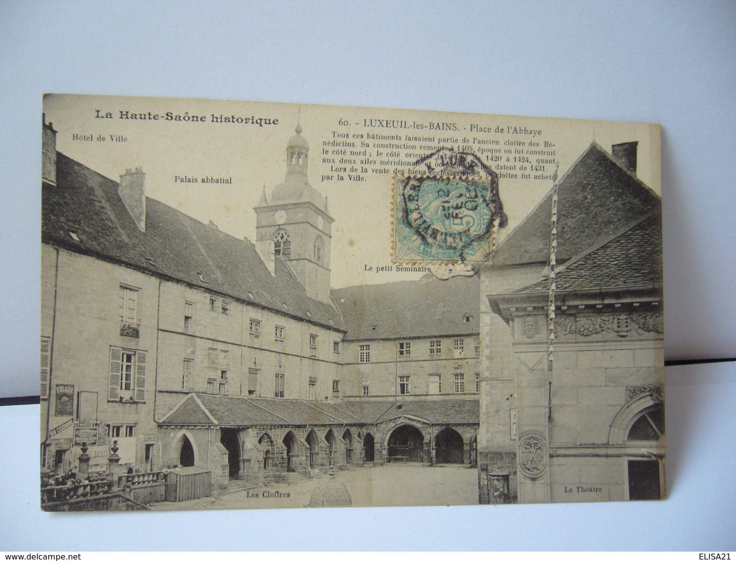 LA HAUTE SAÔNE HISTORIQUE 60 LUXEUIL LES BAINS 70 HAUTE SAÔNE PLACE DE L'ABBAYE Les Cloîtres Le Théâtre CPA 1906 - Luxeuil Les Bains