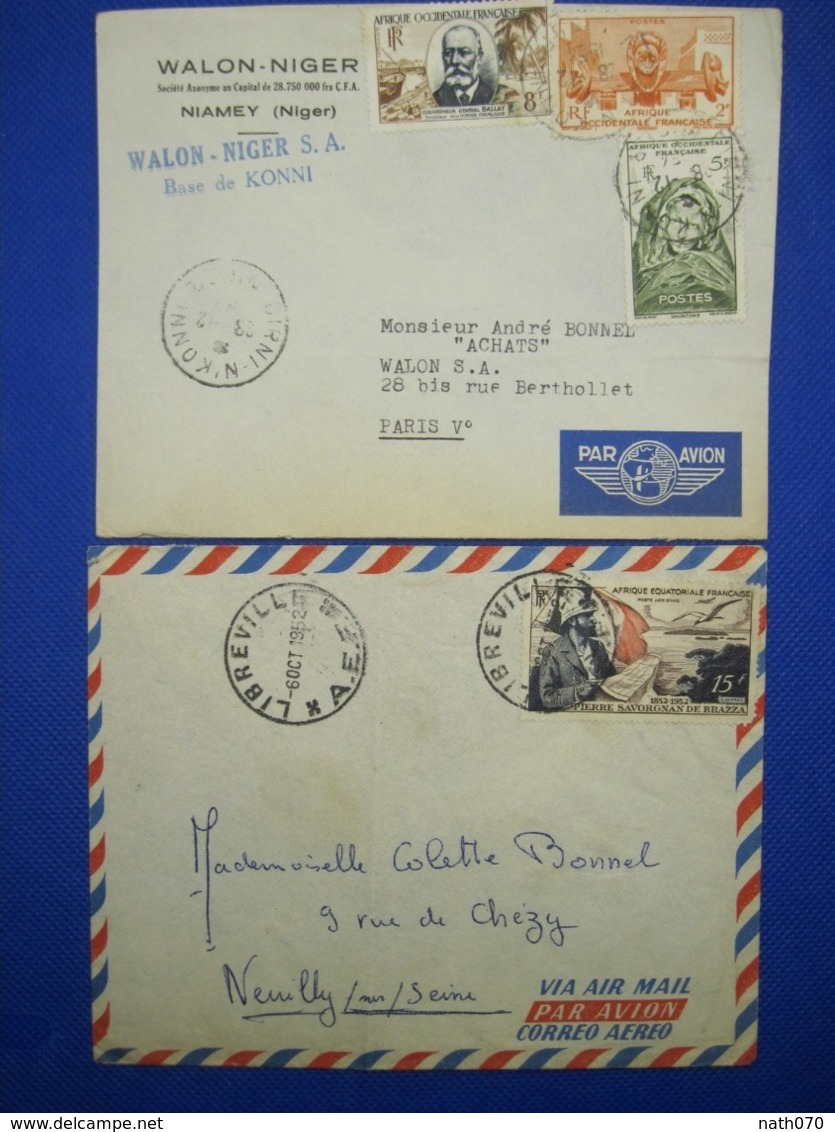 Niger BIRNI N'KONNI 1952 GABON France Lettre Enveloppe Cover Air Mail Par Avion Colonie AOF AEF - Briefe U. Dokumente