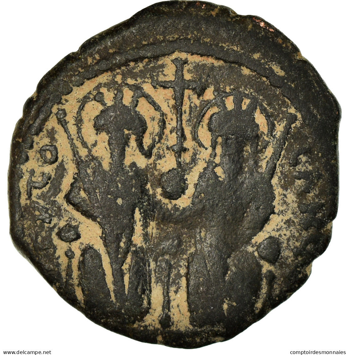 Monnaie, Justin II, Follis, 573-574, Antioche, TB+, Cuivre, Sear:379 - Bizantine