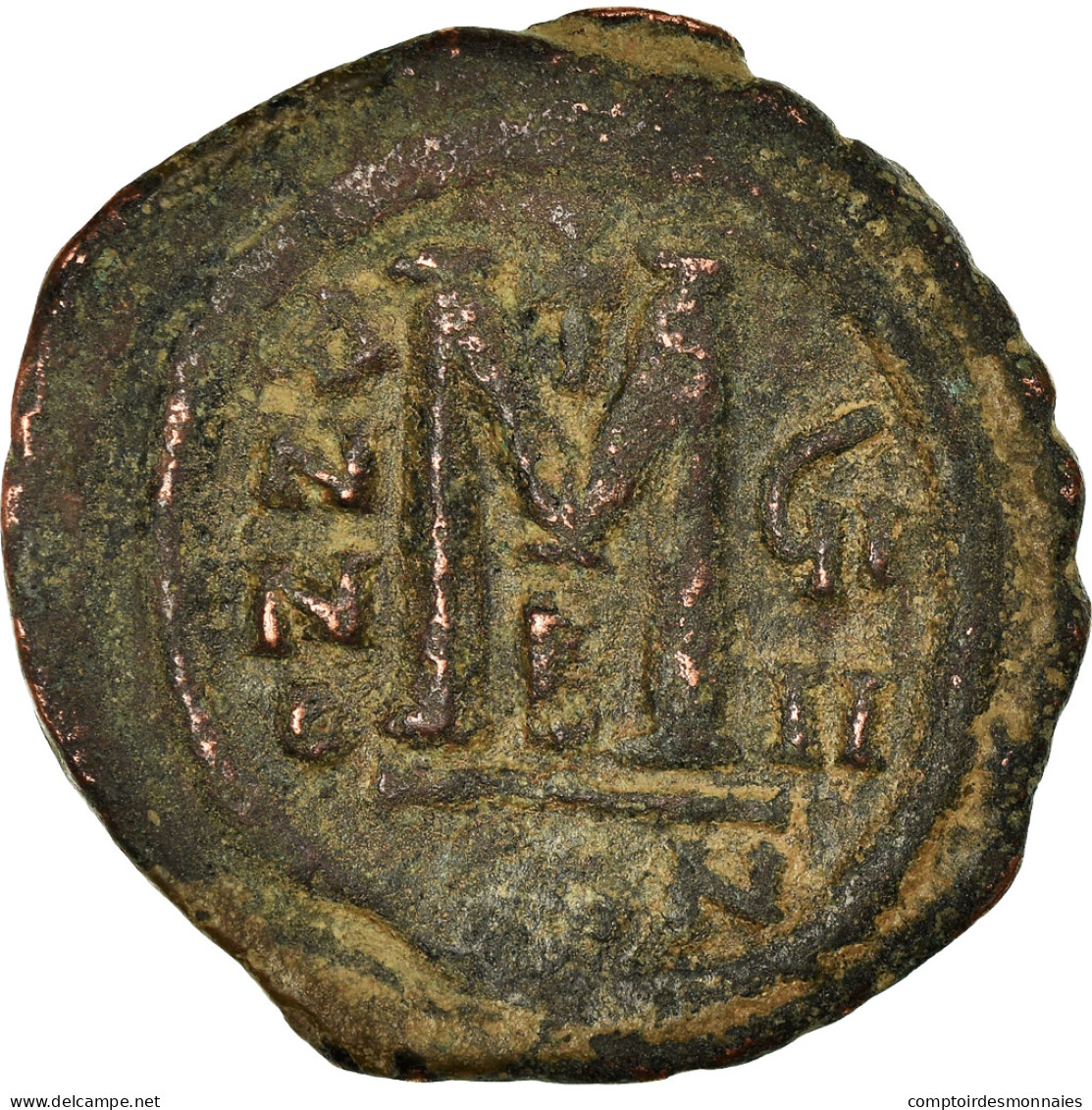 Monnaie, Justin II, Follis, 573-574, Constantinople, TB+, Cuivre, Sear:360 - Byzantium