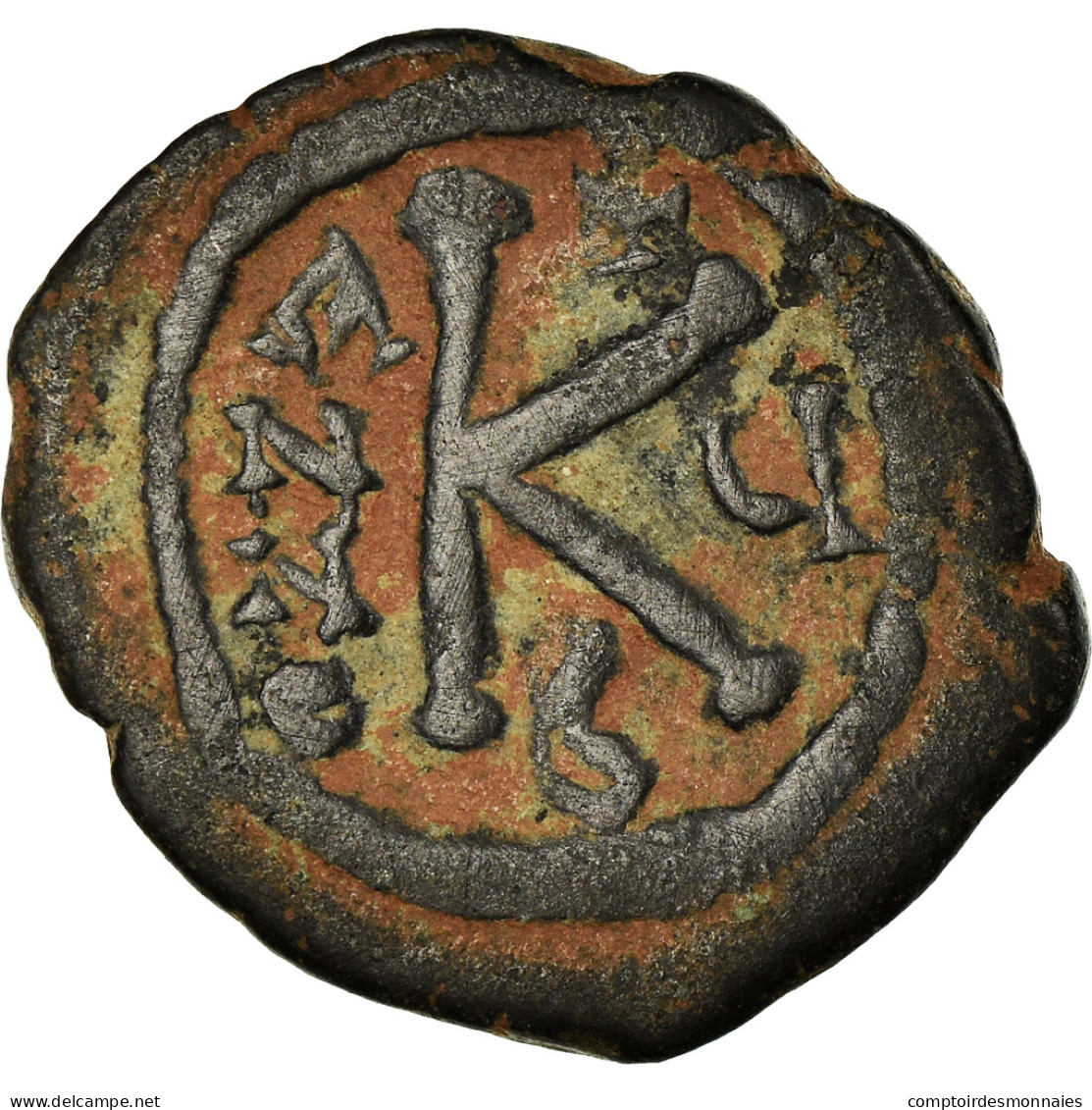 Monnaie, Maurice Tibère, Demi-Follis, 586-587, Antioche, TB+, Bronze, Sear:535 - Byzantium