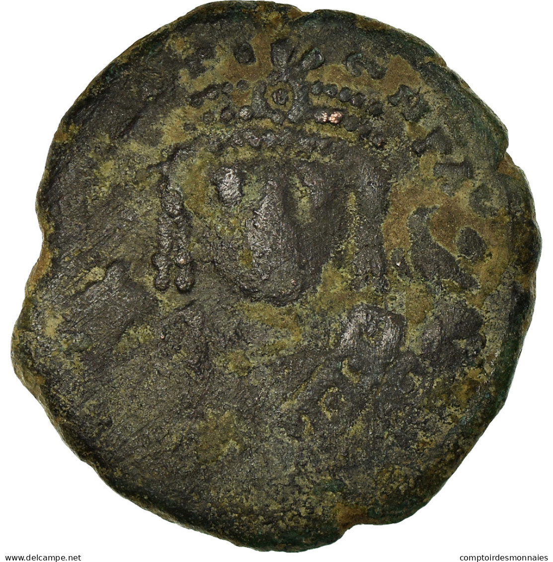 Monnaie, Maurice Tibère, Demi-Follis, 596-597, Antioche, TB+, Bronze, Sear:535 - Bizantine