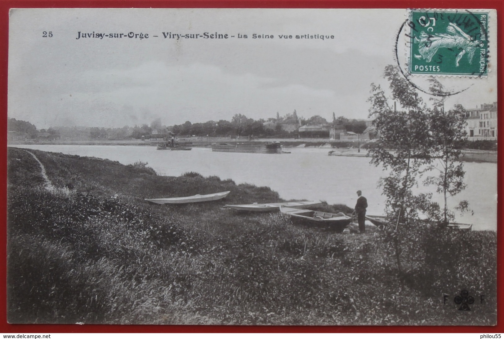 Cpa 91 JUVISY SUR ORGE Anime La Seine Vue  Artistique Bateau A Vapeur, Peniches, Barques Pas Courant - Juvisy-sur-Orge