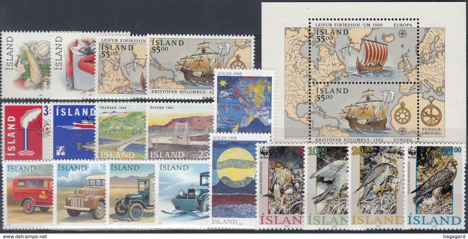 +G2337. Iceland 1992. Year Set. MNH(**) - Volledig Jaar