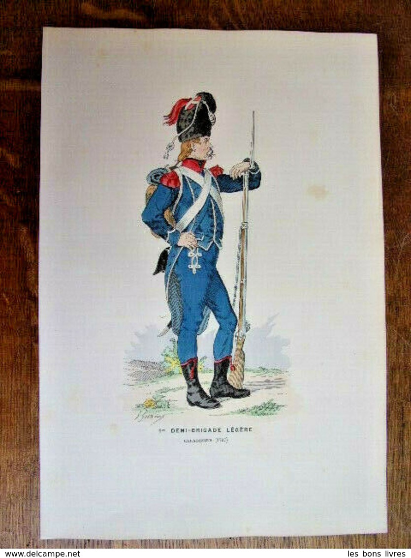 Gravure Couleur. Militaria. Infanterie. Carabinier Demi-brigade Légère 1797 - Divise