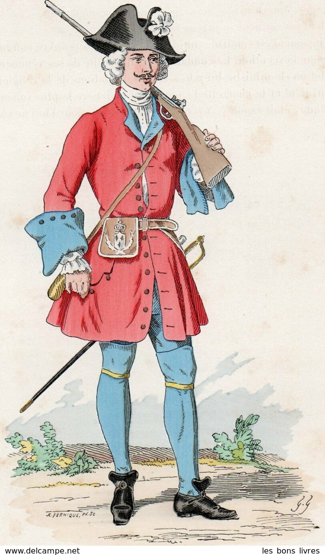 Gravure Couleur. Militaria. Infanterie. Hemel, Suisse. Fusilier 1727 - Uniformes