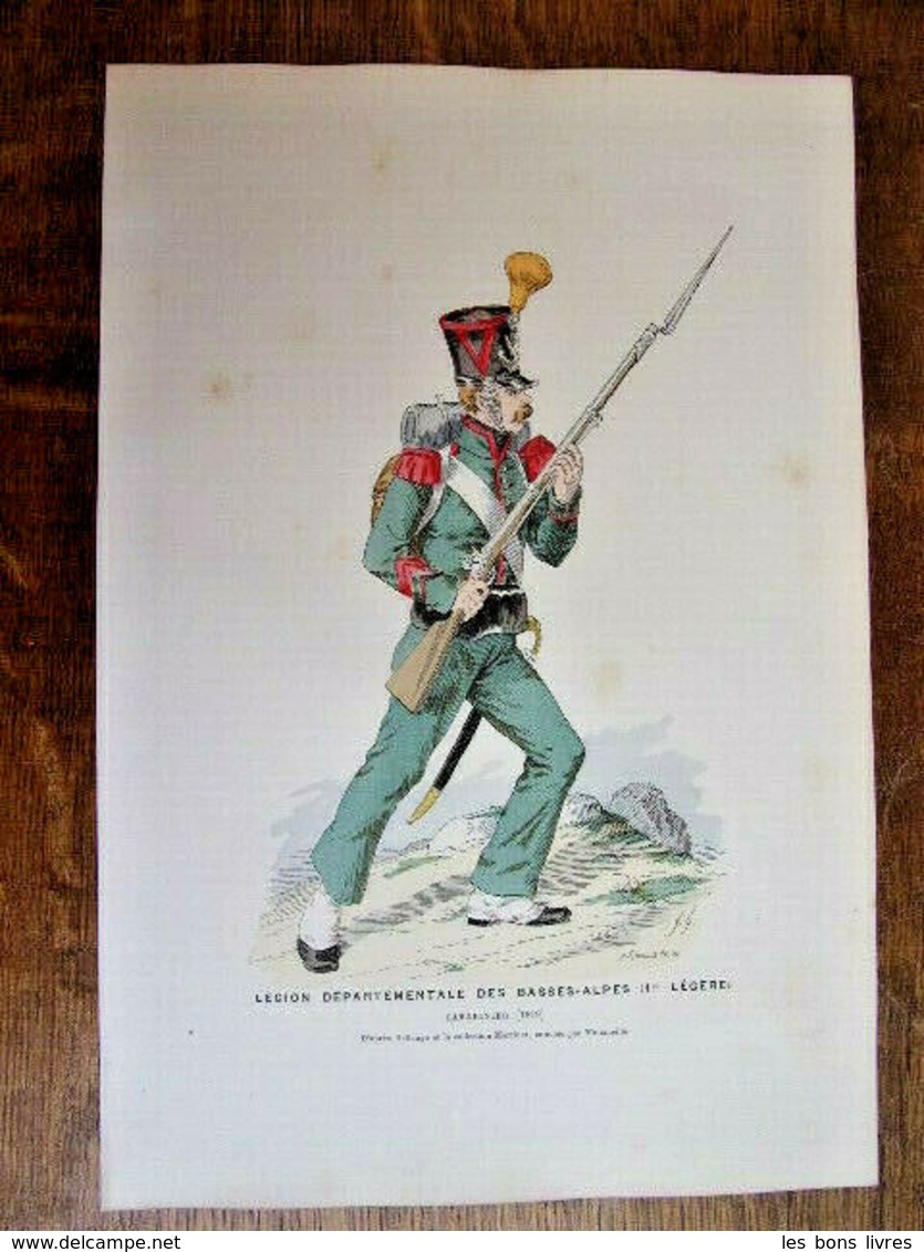 Gravure Couleur. Militaria. Infanterie. Légion Basse Alpes. Carabinier 1819 - Uniformes