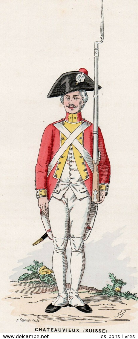 Gravure Couleur. Militaria. Infanterie. Grenadier Chateauvieux Suisse 1786 - Uniformes