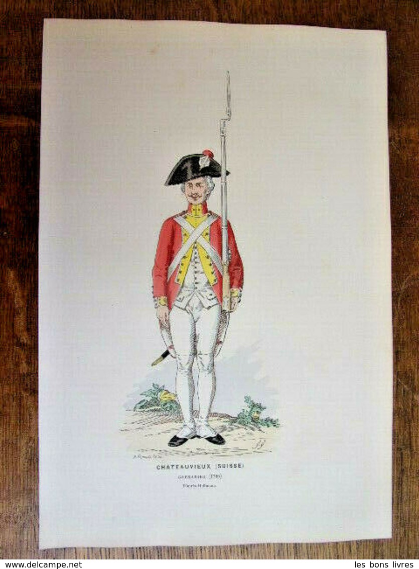 Gravure Couleur. Militaria. Infanterie. Grenadier Chateauvieux Suisse 1786 - Uniformes