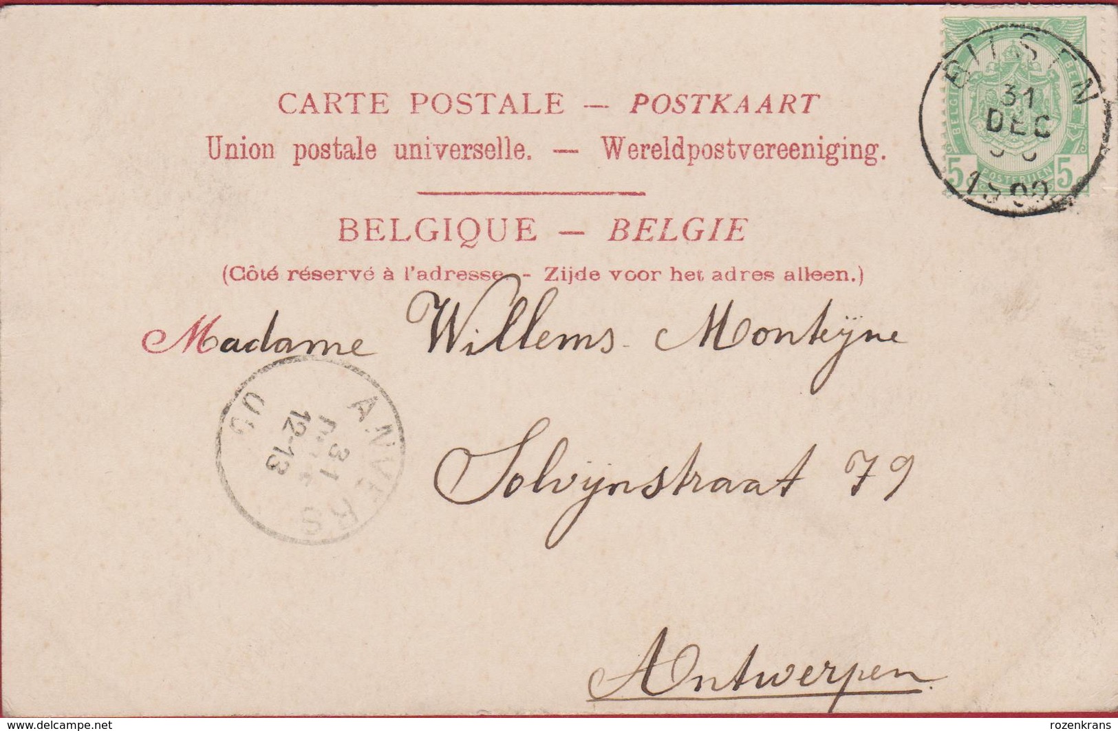 Zeer Oude Kaart ZELDZAAM Bilsen Bilzen Allee De Borgberg Hospices Civils Limburg 1900 19de Eeuw (In Zeer Goede Staat) - Bilzen