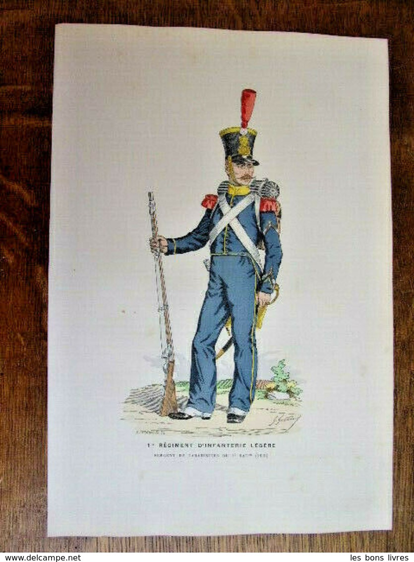 Gravure Couleur. Militaria. Sergent De Carabiniers Du 2e Bataillon 1820 - Uniformes