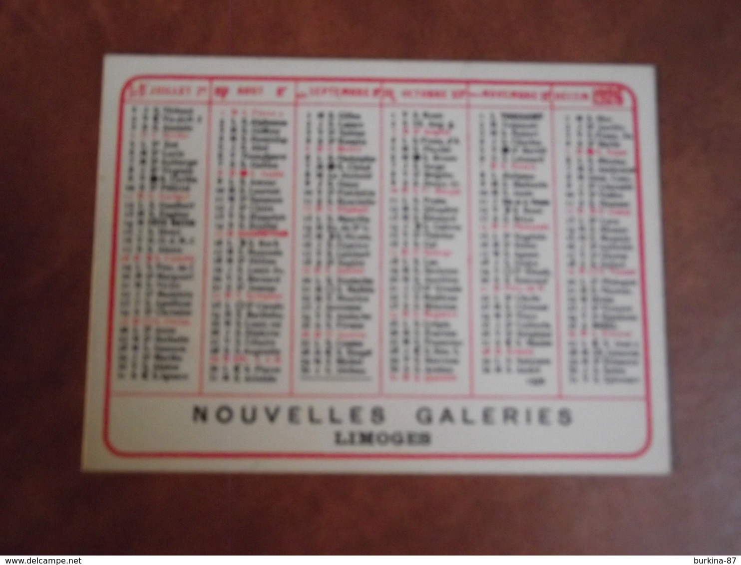 Calendrier, 1926, NOUVELLES GALERIES, Limoges , Type Recto Verso - Petit Format : 1921-40