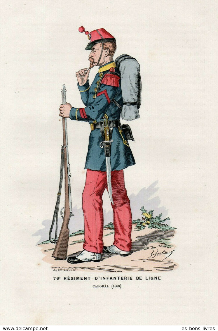 Gravure Couleur. Militaria. Caporal 1868 - Uniformes