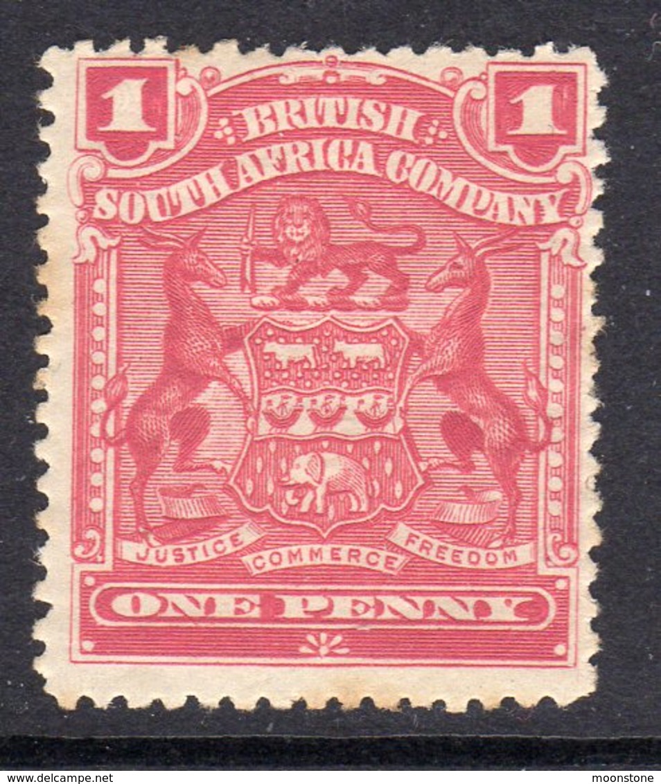 Rhodesia BSAC 1898 1d Red Definitive, Hinged Mint, SG 78 (BA) - Southern Rhodesia (...-1964)