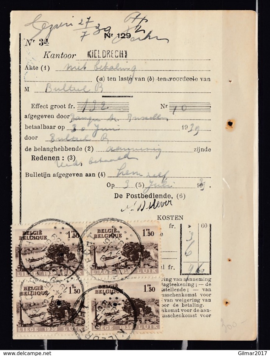 Document Met Stempel Kieldrecht - Lettres & Documents