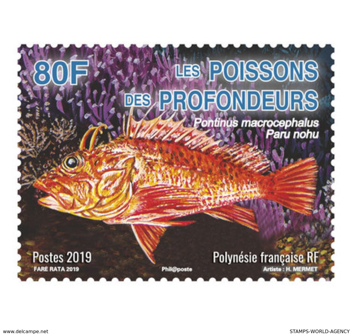 2019-11- FRENCH POLYNESIA  Stamps Face Value Price  FISHE II   1V      MNH** - Unused Stamps