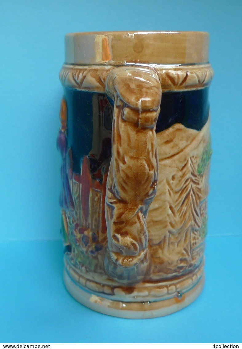 Old Drinkware Germany Collectibes Relief BEER MUG Stein Man Woman Dancing Couple - Other & Unclassified